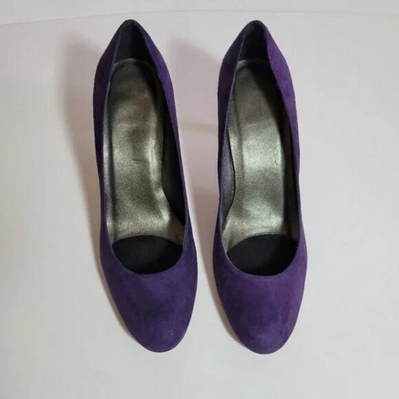 Vaneli Women's Shoes Size 9 Purple Suede Heels Pumps Undine 3" Round Almond Toe - Picture 3 of 6